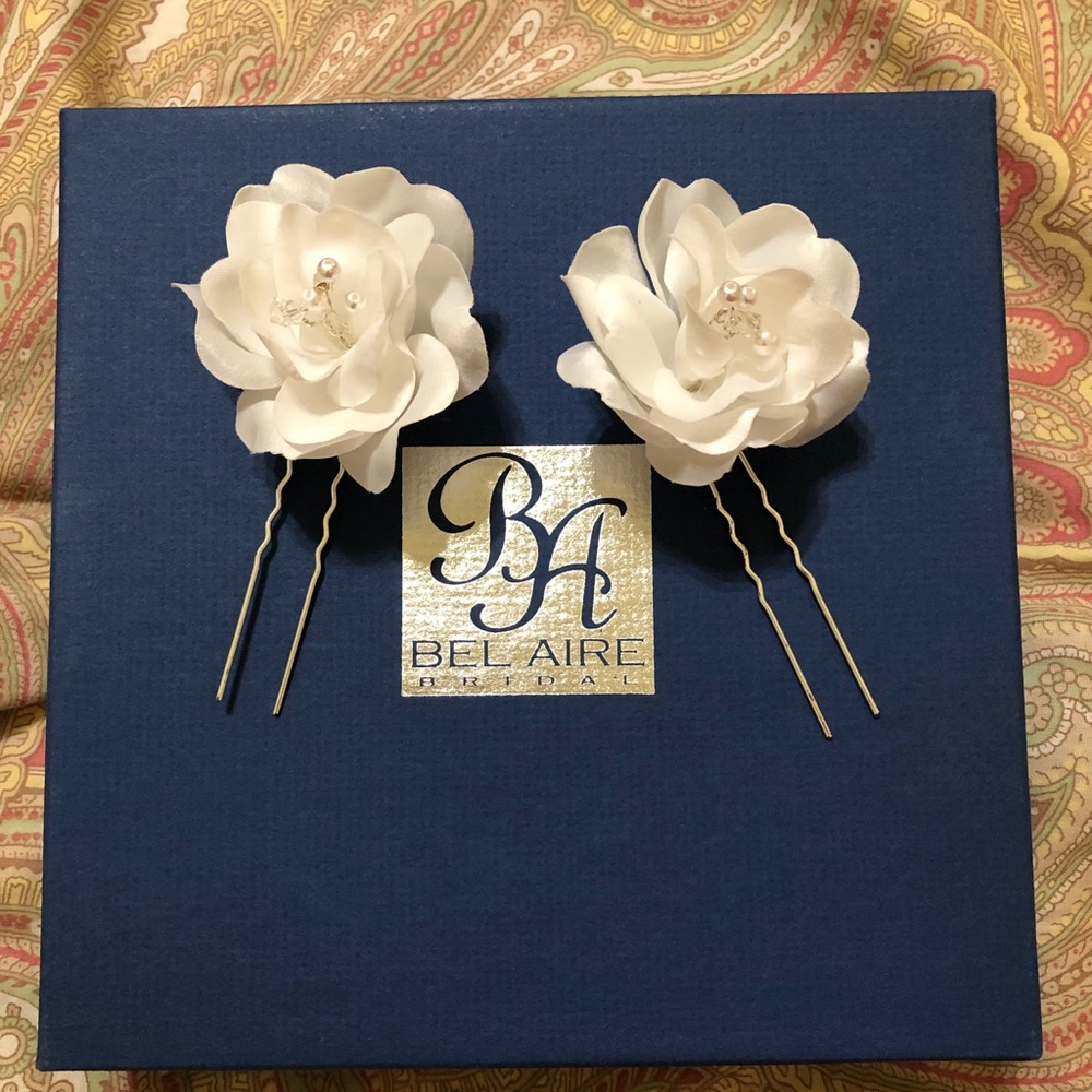 Bel Aire Bridal Hair Pins with faux stones/ pearl
